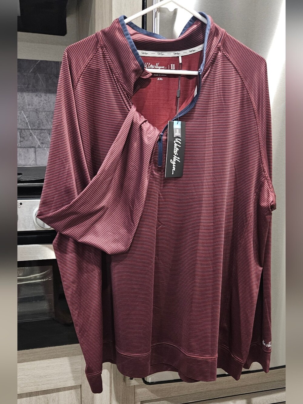 Walter Hagen Maroon Striped Quarter-Zip Pullover Golf Outdoors Moisture Wicking